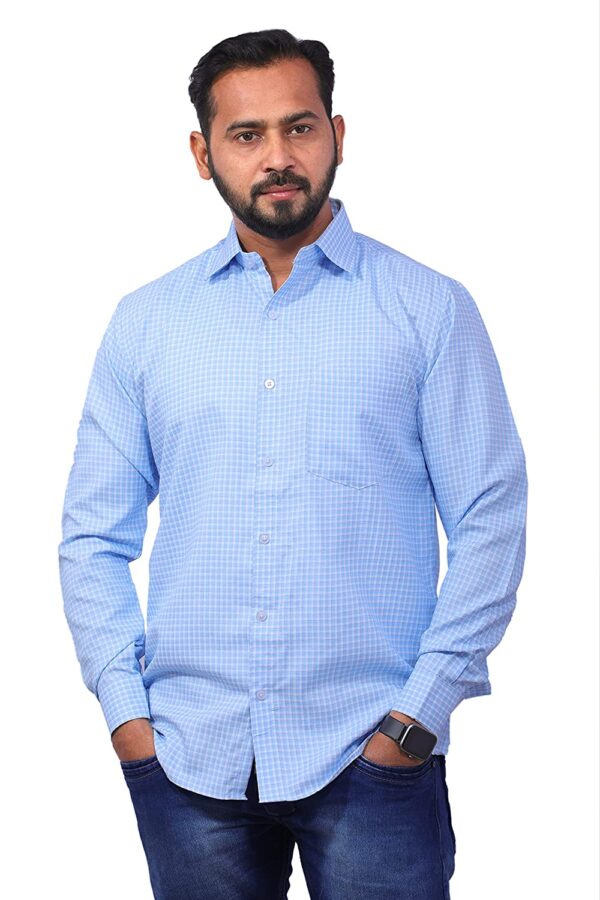 Dutch-Land Men's Casual & Formal Shirt (Blue & Purple Checks)