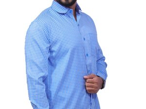 Dutch-Land Men's Casual & Formal Shirt - Checks (Blue & White)