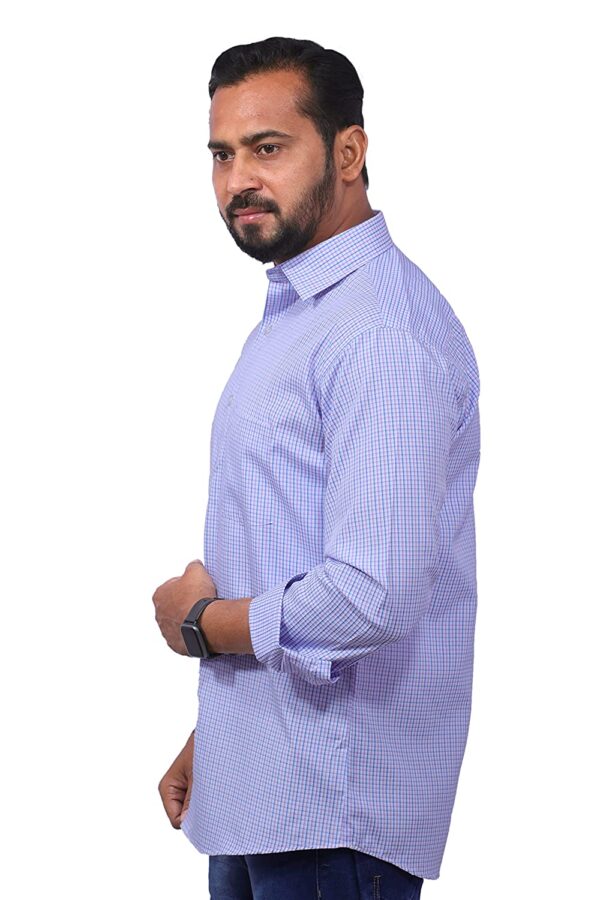 Dutch-Land Men's Casual & Formal Shirt - Checks (Blue & Purple) - Image 4