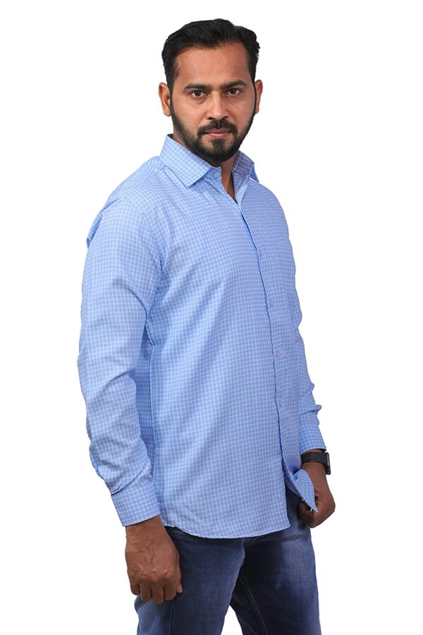 Dutch-Land Men's Casual & Formal Shirt (Blue & Purple Checks) - Image 4