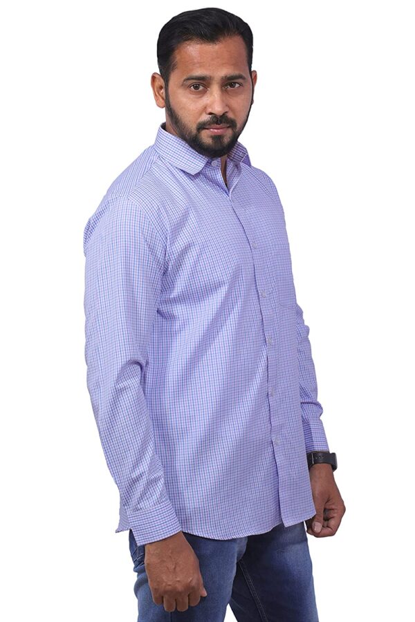 Dutch-Land Men's Casual & Formal Shirt - Checks (Blue & Purple)