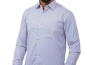 Dutch-Land Men's Casual & Formal Shirt - Checks (White-Blue)