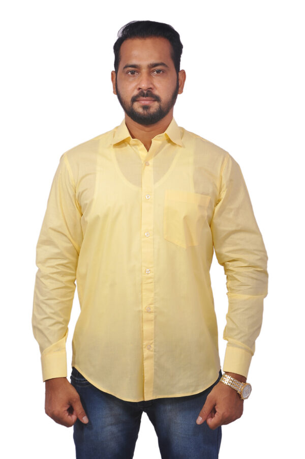 Louise Kollars Men's Casual Shirt 100% Paper Cotton (Light Yellow)