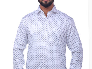 Louise Kollars Men's Tailored Fit Printed Formal & Casual Shirt (White)