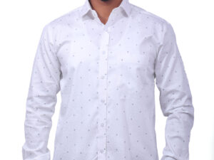 Louise Kollars Men's Tailored Fit Printed Formal & Casual Shirt (White)