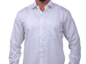 Louise Kollars Men's Tailored Fit Printed Formal & Casual Shirt (White)