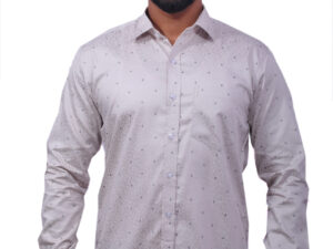 Louise Kollars Men's Tailored Fit Printed Formal & Casual Shirt (White)