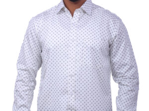 Louise Kollars Men's Tailored Fit Printed Formal & Casual Shirt (White)