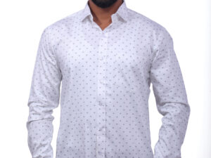 Louise Kollars Men's Tailored Fit Printed Formal & Casual Shirt (White)
