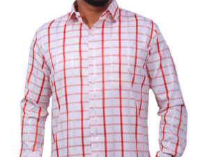 Dutch-Land Men's Casual Shirt - Checks (White & Red)