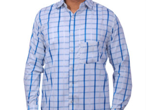 Dutch-Land Men's Casual Shirt - Checks (White & Turquoise)