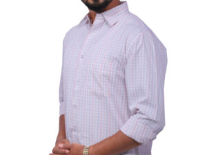 Dutch-Land Men's Casual Shirt - Checks (White, Blue & Pink)