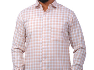 Dutch-Land Men's Casual Shirt - Checks (Peach & White)